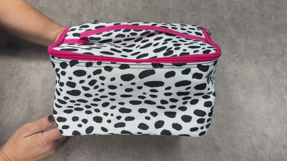 Video showing the Personalized Travel Cosmetic Case with Top Handle