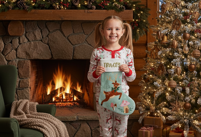 Personalized Reindeer stocking by Stephen Joseph