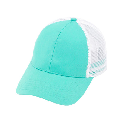 Plain mint trucker hat with white mesh back