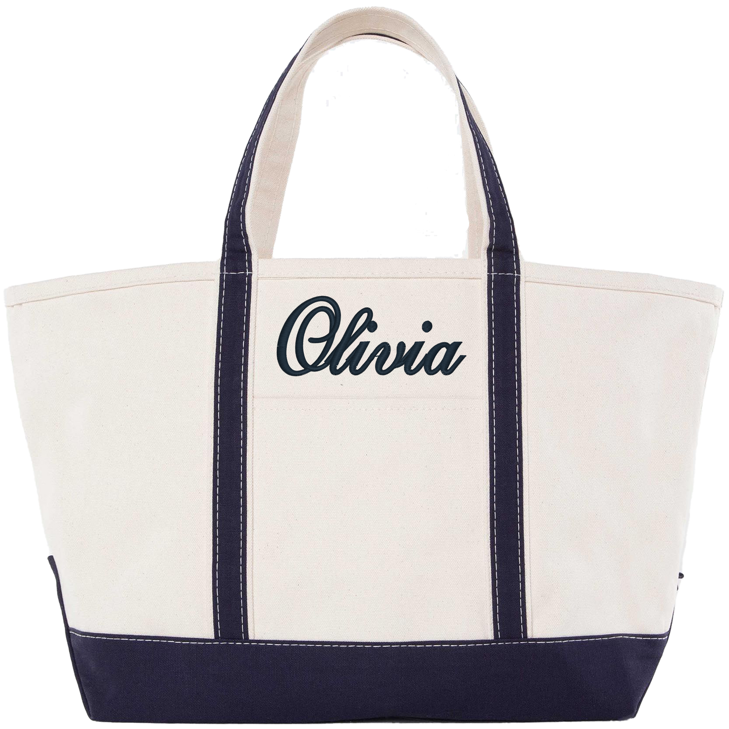 Large Canvas Zippered Tote Bag with Accent Colors.