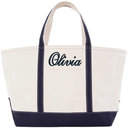 Large Canvas Zippered Tote Bag with Accent Colors.