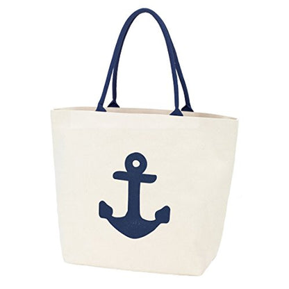 Navy anchor tote on a white background