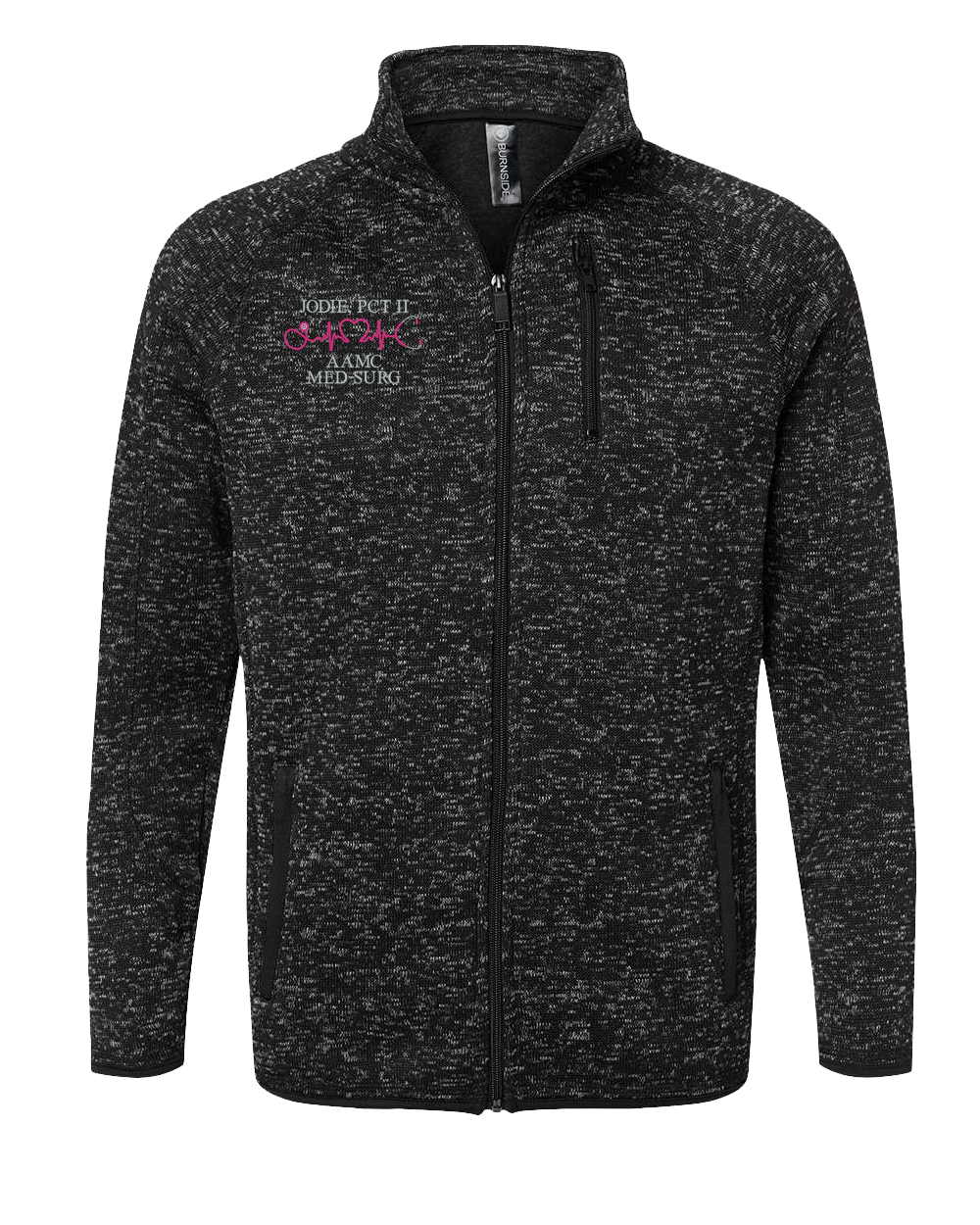Sweater Knit Jacket with Personalized Stethoscope Embroidery