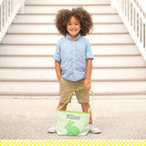 boy with green cotton Easter bucket bag