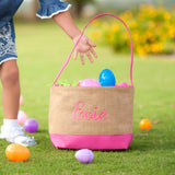 Burlap Easter Basket, Hot Pink, Orange or Navy