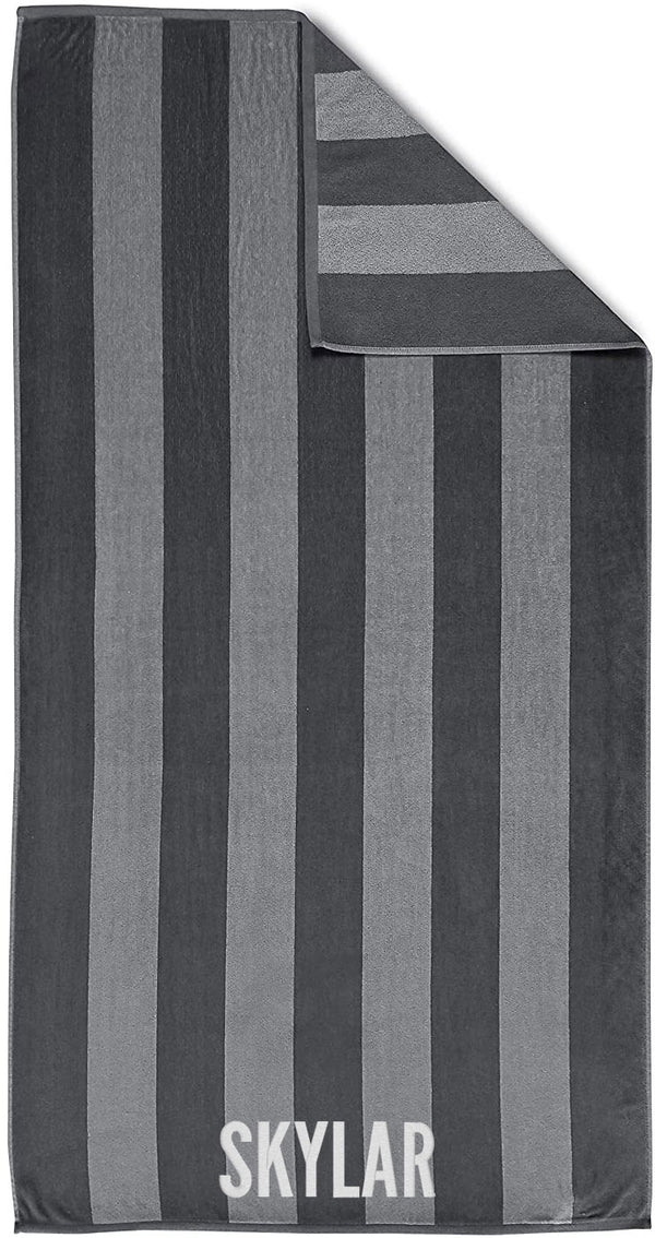 Cotton Velour Beach Towel, 2 Tone Stripes