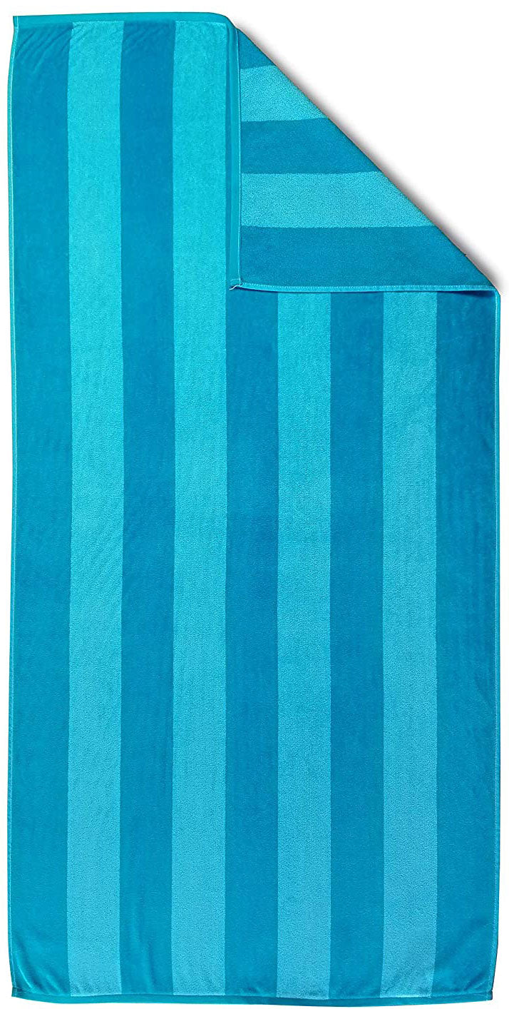 Cotton Velour Beach Towel, 2 Tone Stripes