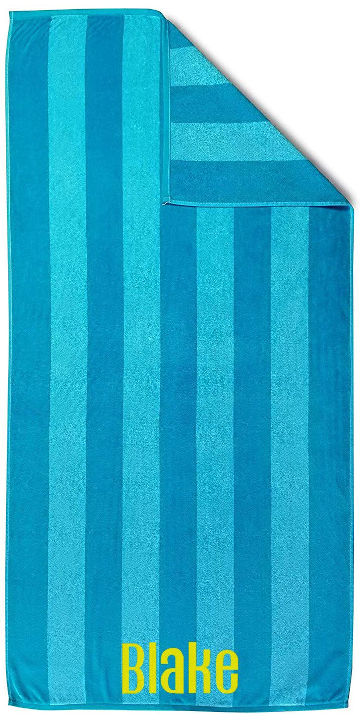 Cotton Velour Beach Towel, 2 Tone Stripes