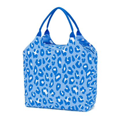 Blue leopard-print Seaside beach bag