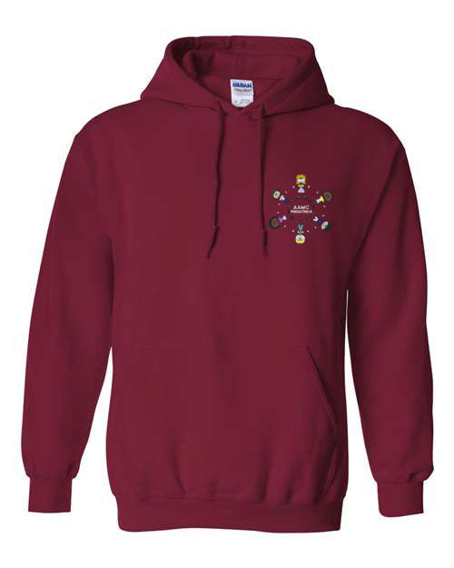 AAMC Pediatrics Children Around the World Embroidered Hoodie Sweatshirt, Cardinal Red