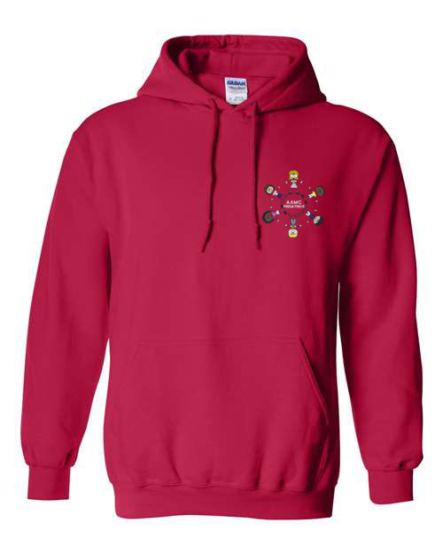 AAMC Pediatrics Children Around the World Embroidered Hoodie Sweatshirt, Cherry Red