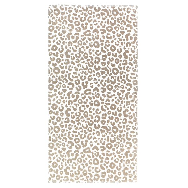 Cotton Velour Beach Towel in Natural Leopard