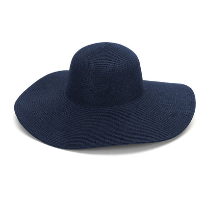 Navy wide-brim floppy hat on a white background