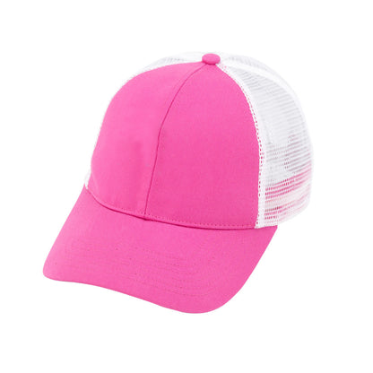 Hot pink trucker hat with white mesh back
