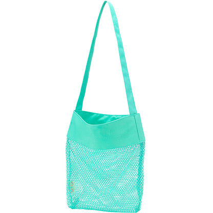 Mint mesh tote with matching shoulder handle