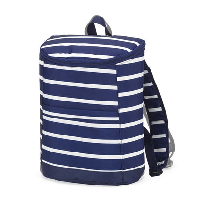 Navy and white striped cooler backpack