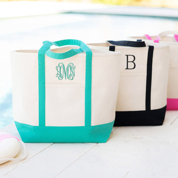 Everyday Canvas Tote Bag in Black, Mint, Hot Pink and Navy