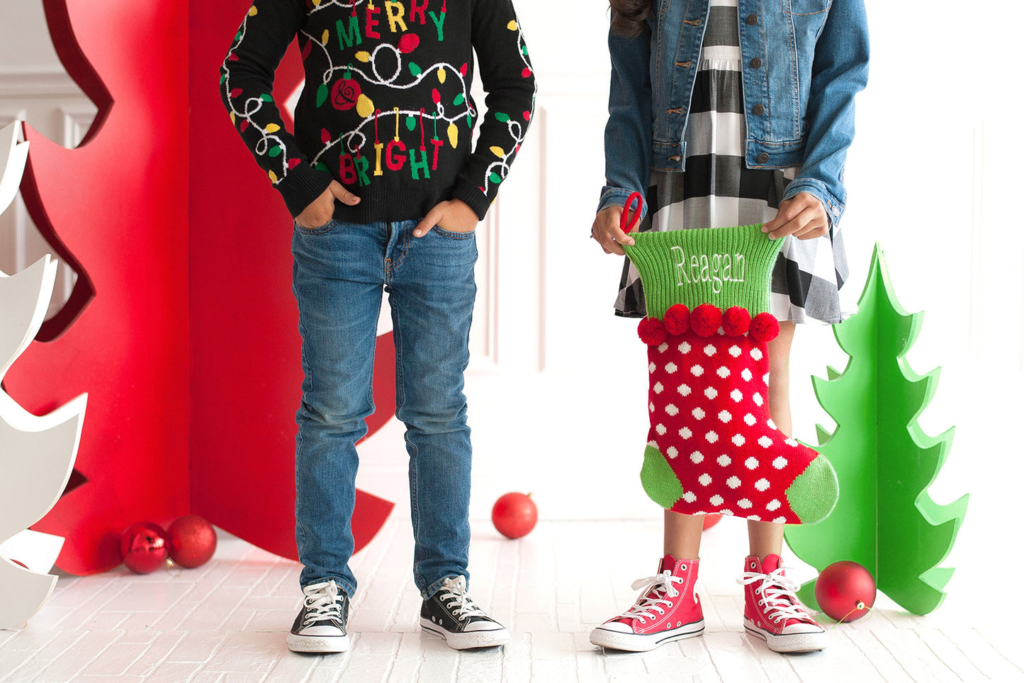 Pom-Pom Knit Christmas Stockings