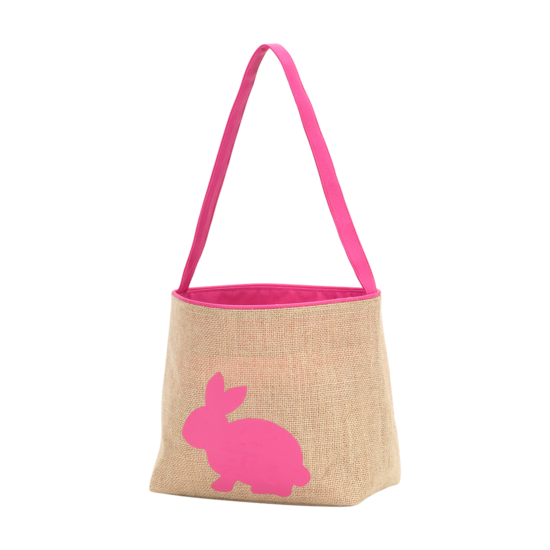 Burlap Bunny Easter Basket, Hot Pink, Navy, Mint
