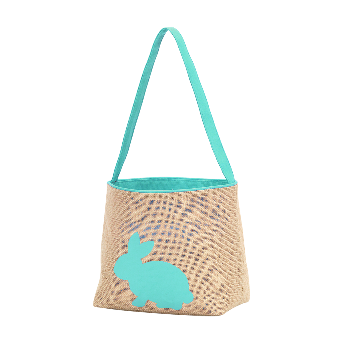Burlap Bunny Easter Basket, Hot Pink, Navy, Mint