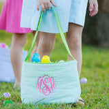 Seersucker Bunny Easter Basket, Blue, Pink, Green, or Purple