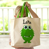 Halloween Trick or Treat Canvas Tote Bag, Crown, Pumpkin, Monster or Witch