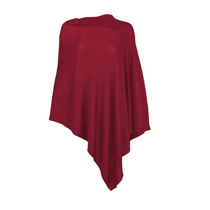 Garnet Chelsea poncho with asymmetrical hem on a white background