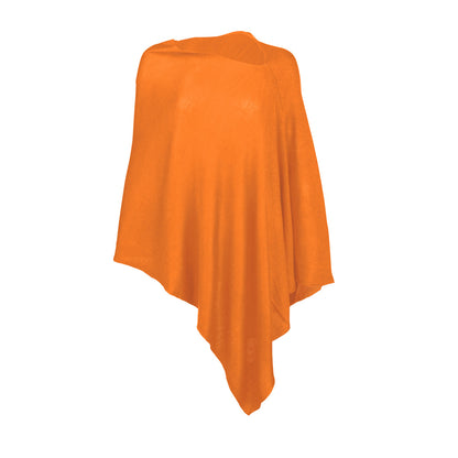 Orange Chelsea poncho with asymmetrical hem on a white background
