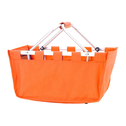 Orange market basket with folding handles