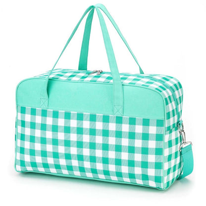 Mint checked travel bag with matching top panel