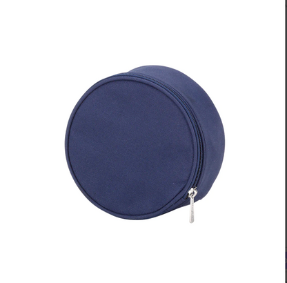 Solid navy round jewelry case