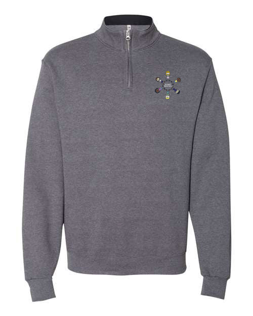 AAMC Pediatrics Children Around the World Embroidered Quarter-Zip Sweatshirt, Charcoal Heather