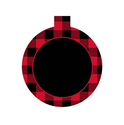 Round red and black buffalo check ornament design with a plain black center for personalization