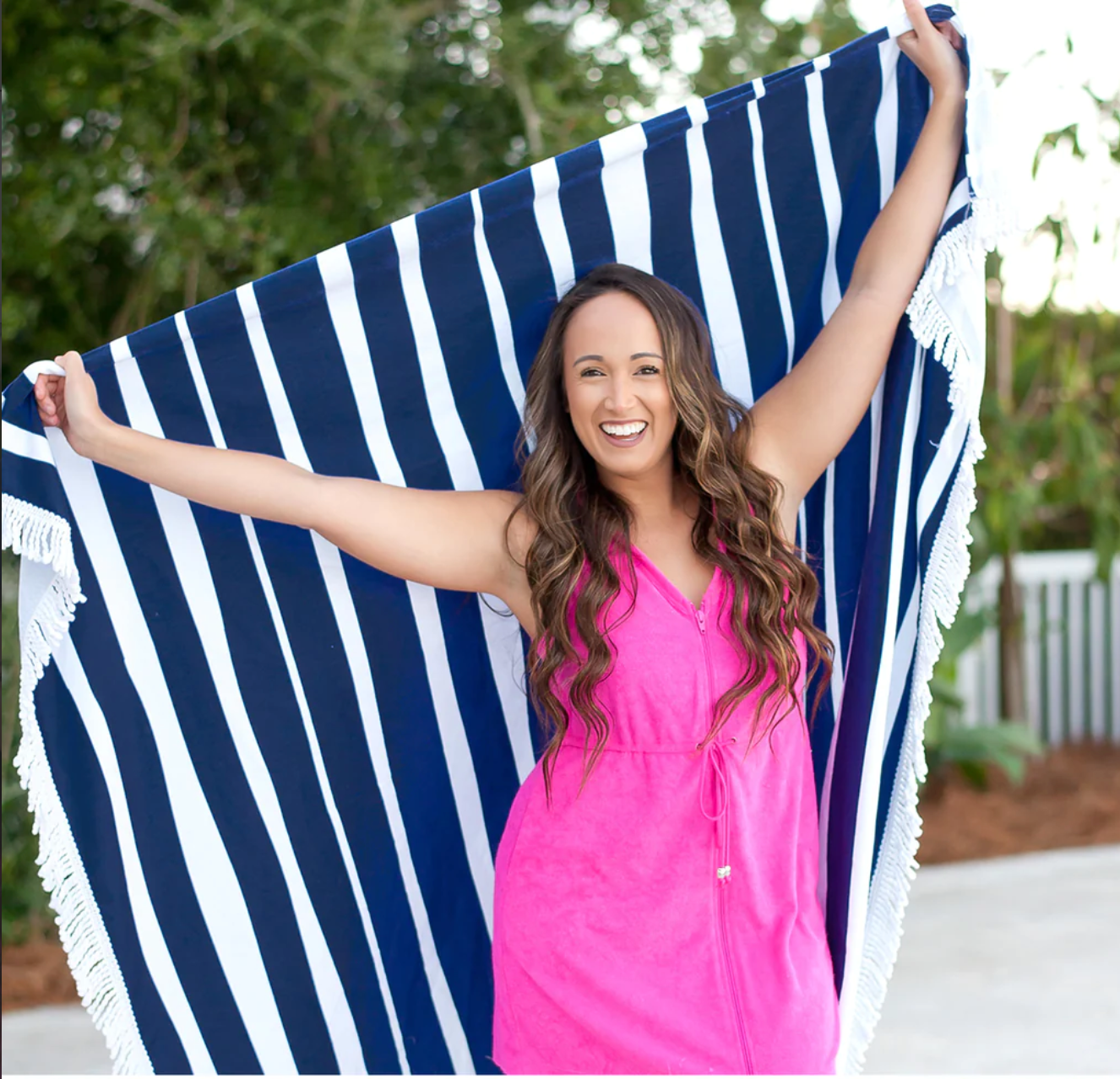 Personalized Oversized Beach Blanket - 100% Cotton, 60x60 inches