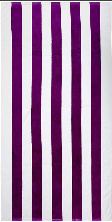 Cotton Velour Cabana Stripe Beach Towel 30" x 60"