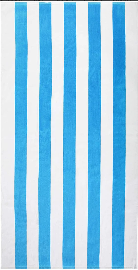 Cotton Velour Cabana Stripe Beach Towel 30" x 60"