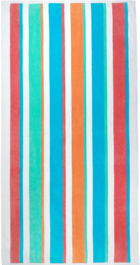 Cotton Velour Multicolored Stripe Beach Towel  32" x 62"