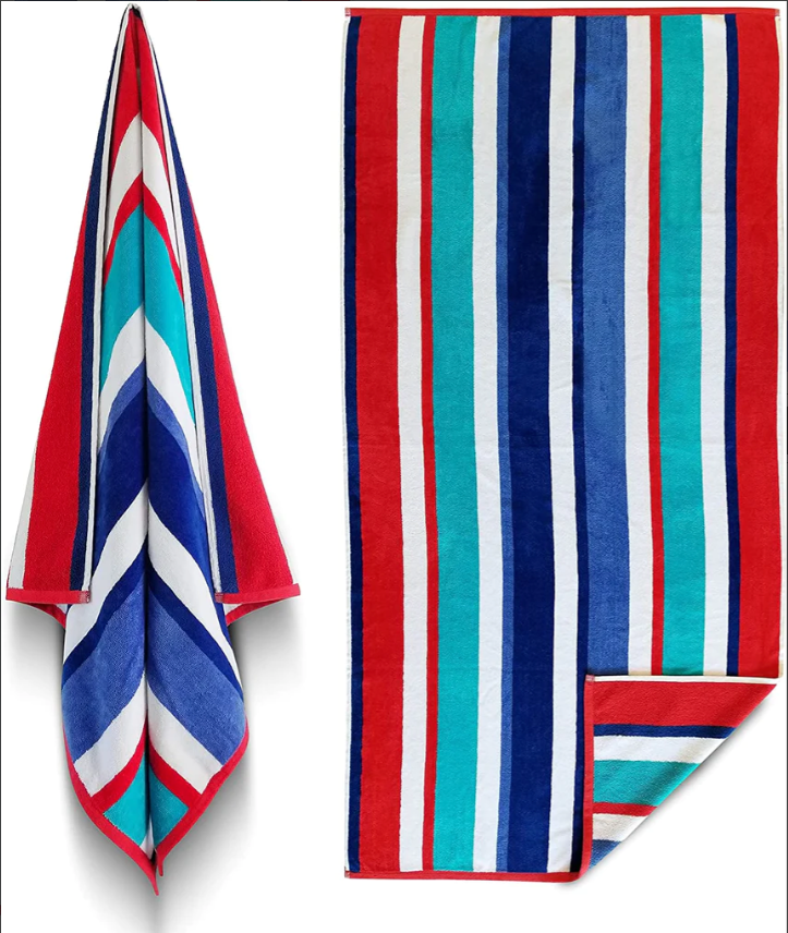 Multicolored Stripe Cotton Velour Beach Towel 62 x 32