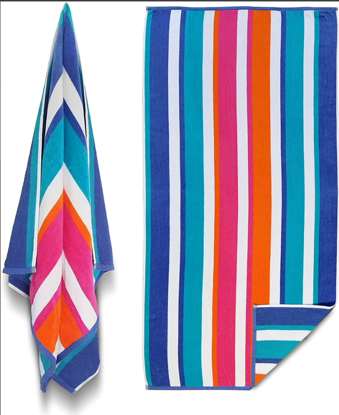 Multicolored Stripe Cotton Velour Beach Towel 62 x 32