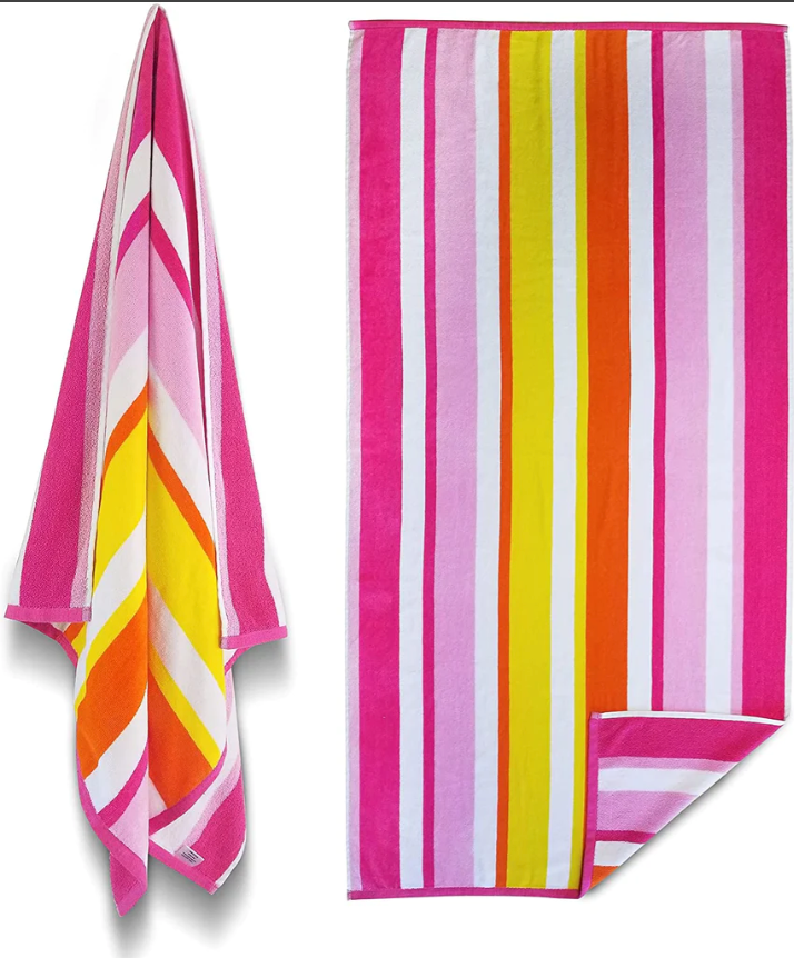 Multicolored Stripe Cotton Velour Beach Towel 62 x 32