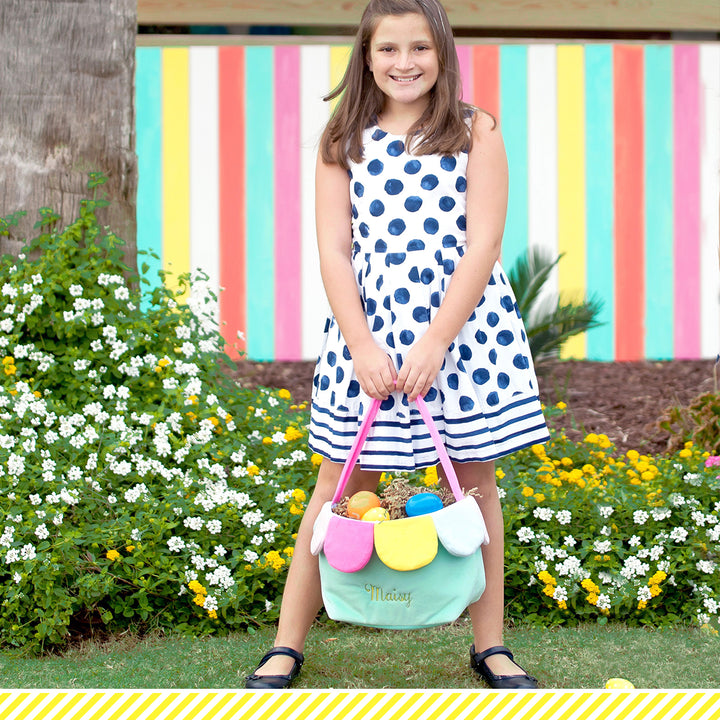 girl with flower Easter bucket