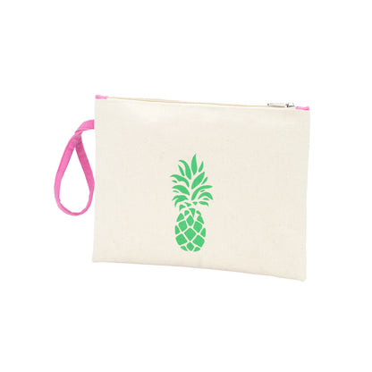 Light pineapple pouch with a pink wrist loop