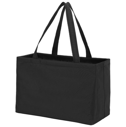 Solid black oversized tote on a white background