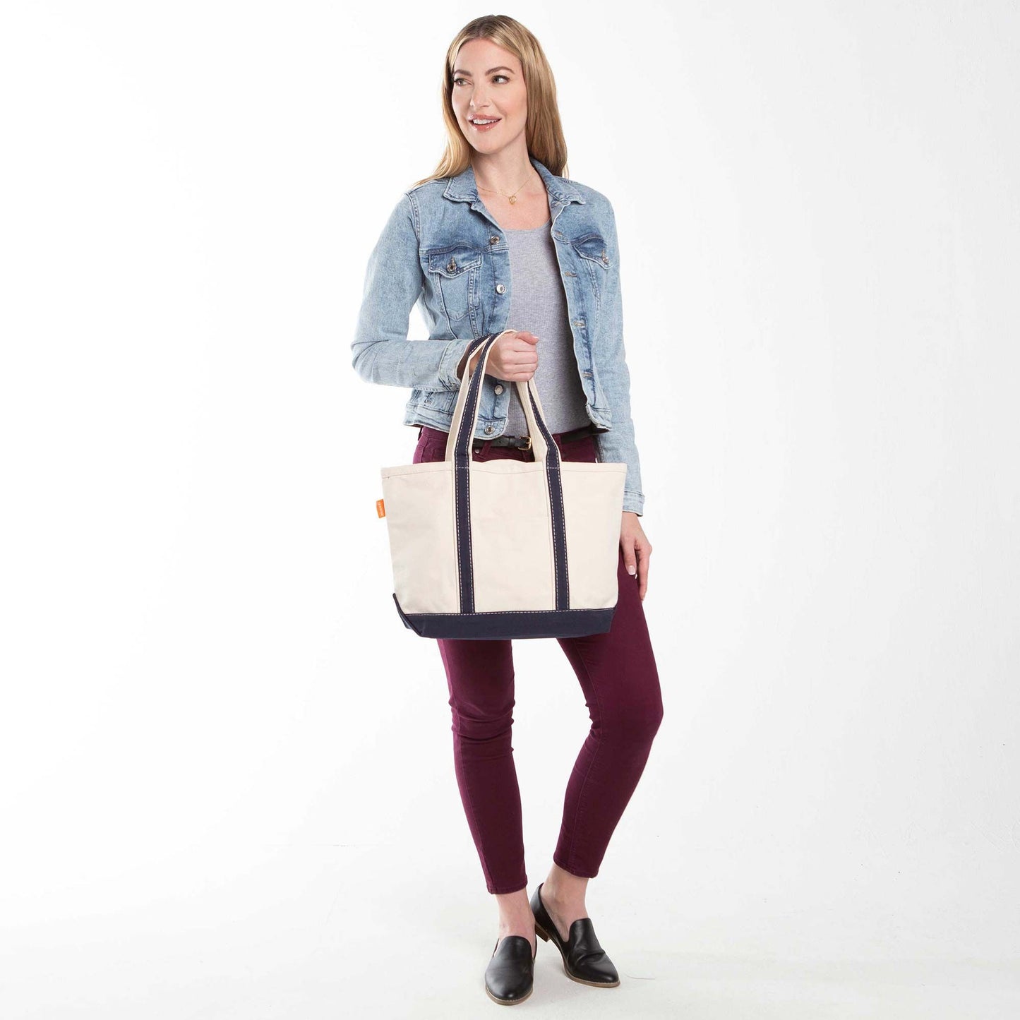 Medium Canvas Zippered Tote Bag, 12 Colors Available