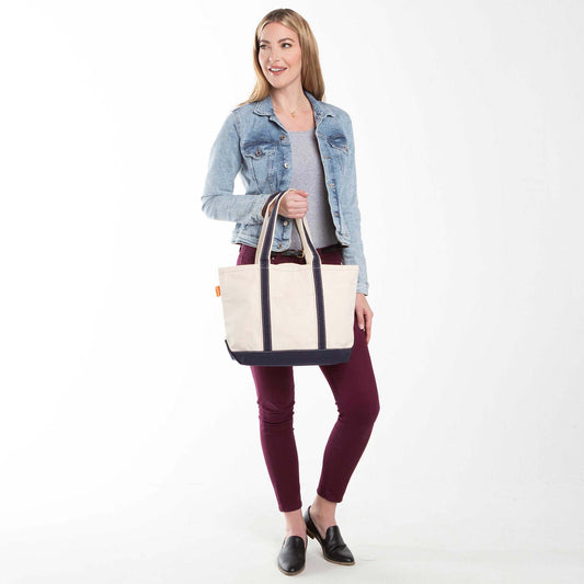 Medium Canvas Zippered Tote Bag, 12 Colors Available