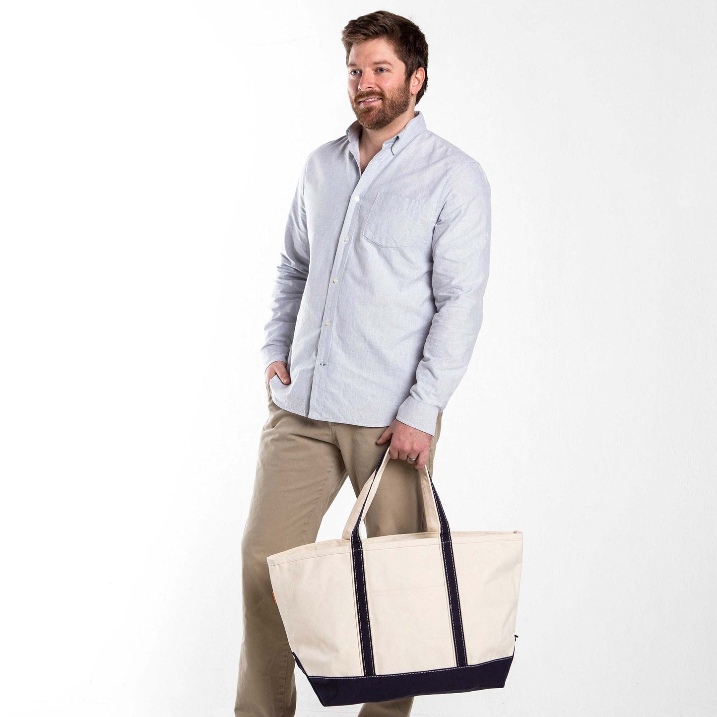 Large Canvas Zippered Tote Bag with Accent Colors.