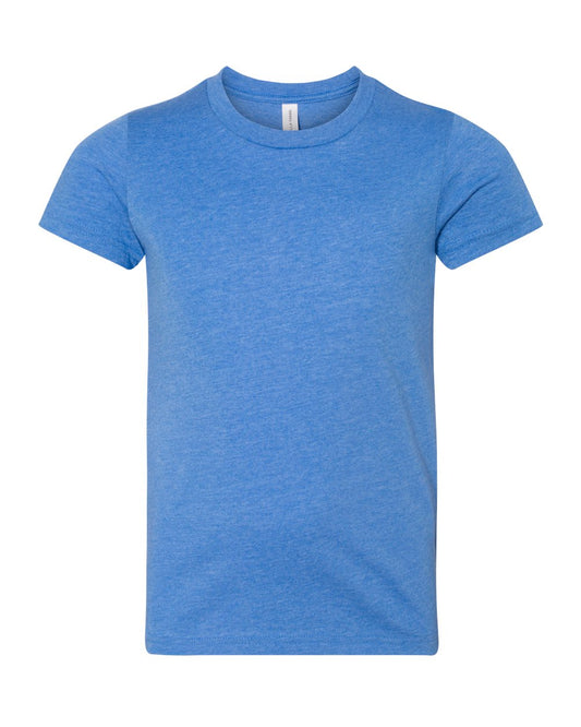 Bella + Canvas 3001 heather columbia blue cotton t-shirt, front view