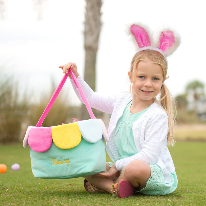 girl with flower Easter bucket 