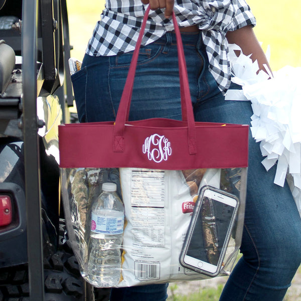 clear tote bag with food items