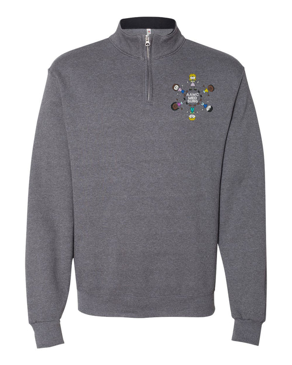 AAMC Med Surg Children Around the World Embroidered Quarter-Zip Sweatshirt, Charcoal Heather